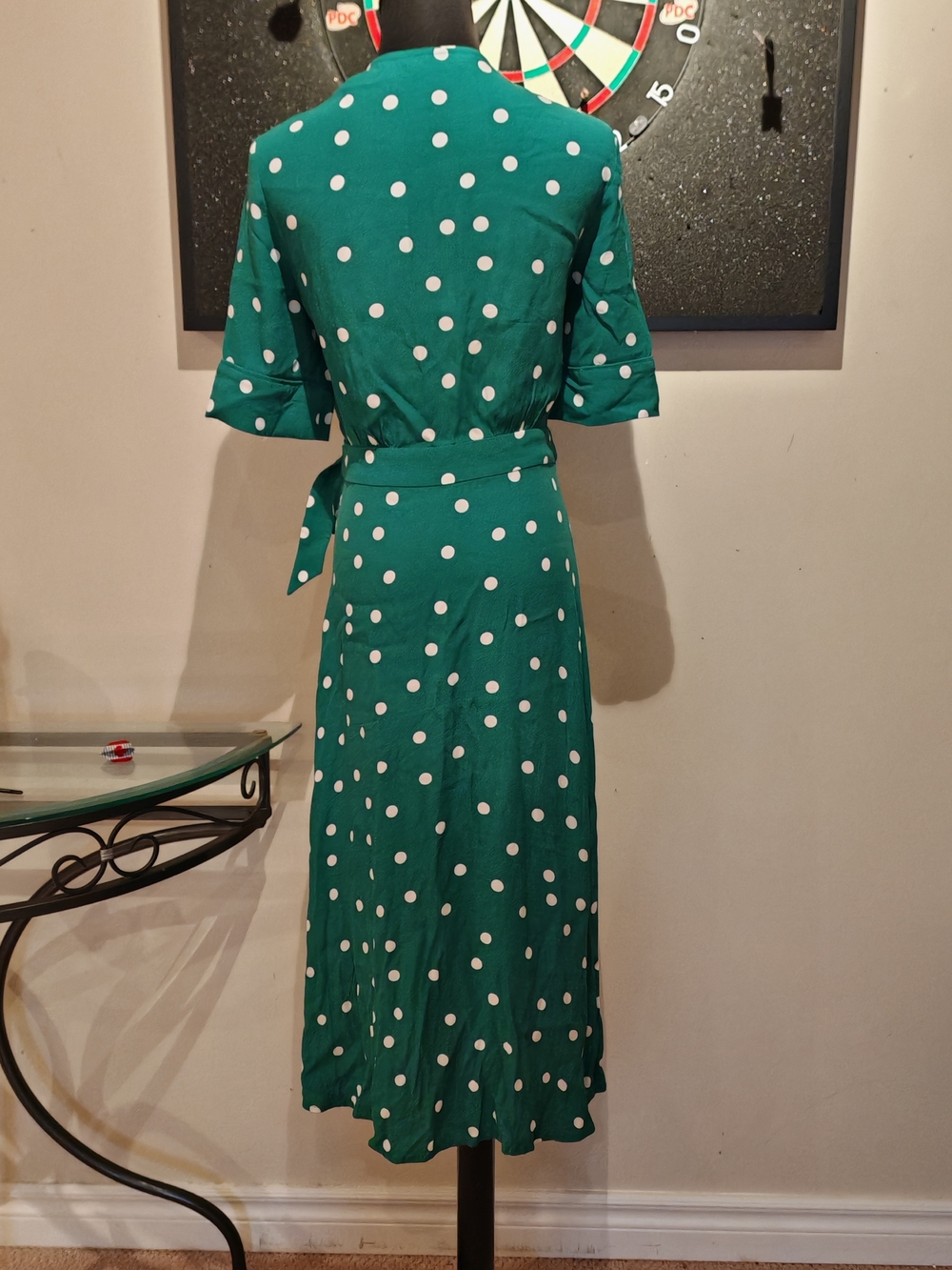 &Other Stories Green Polka Dot Midi Wrap Dress. - Picture 4 of 12